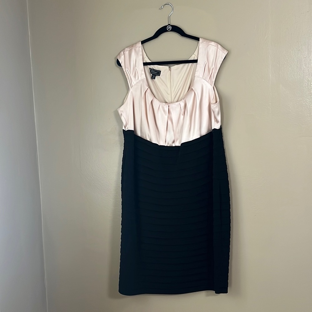 Dress Barn Pale Pink and Black Two-Tone Midi Dress